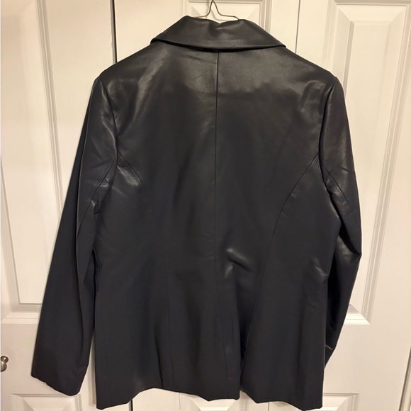 Bobbles & Lace Navy Faux Leather Blazer - Picture 2 of 3